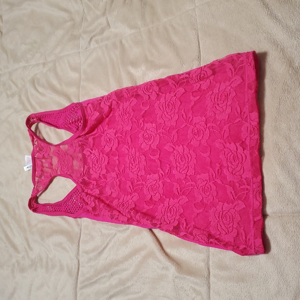 Pink Lace & Net Racerback Women's Top Roses - Picture 4 of 4